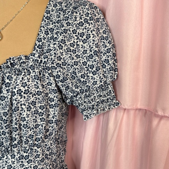 116. Trixxi Floral Smocked Puff Sleeve Mini Dress - Size Medium - Picture 5 of 8